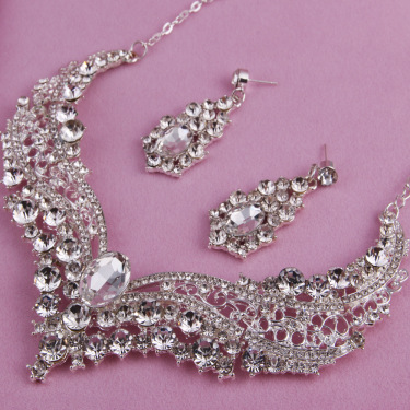 Necklace Alloy Diamond Large Crystal Jewelry Set—3