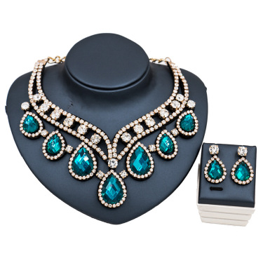 Blue house eBAY explosion, Middle East, Europe and the United States, colorful exaggerated bride necklace, earrings set cross border high quality goods supply—2