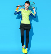Beautiful cool table tennis badminton wear Jersey suit female suits summer winter culottes fast drying long sleeved sport suit