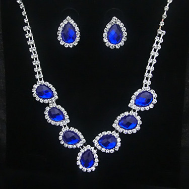 The new bride jewelry color diamond earrings necklace fashion necklace set can be customized—5