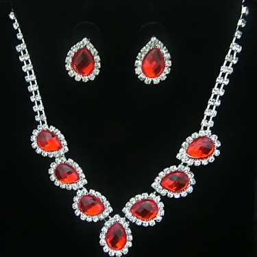 The new bride jewelry color diamond earrings necklace fashion necklace set can be customized—6