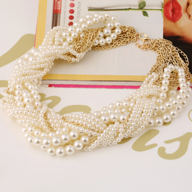 The bride selling jewelry  Europe Pearl Necklace Earrings Jewelry exaggerated multilayer woven suits A2—1