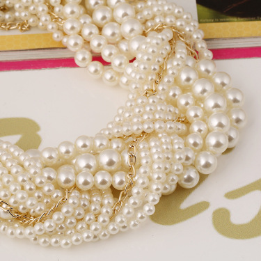 The bride selling jewelry  Europe Pearl Necklace Earrings Jewelry exaggerated multilayer woven suits A2—2