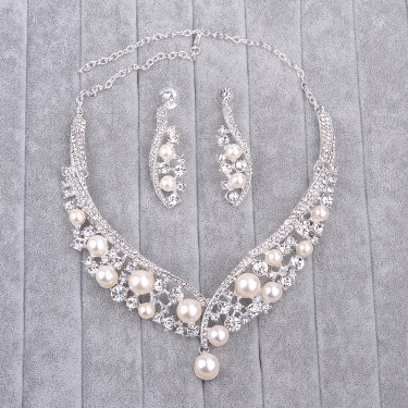 Multi color Korean pearls, Bridal Necklace, earrings set, wedding accessories to support spot mixed batch—5