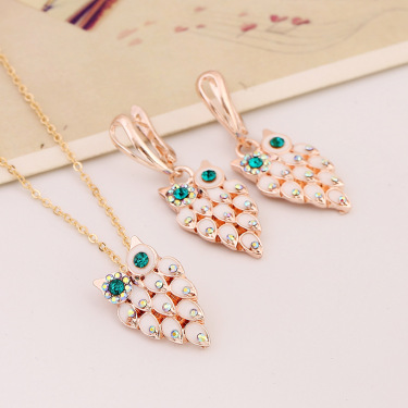 2021 Owl Earrings, necklace, jewelry set, bridal jewelry two sets of European and American cross-border electricity supplier—1