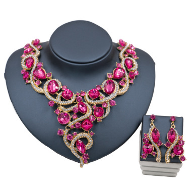 Foreign trade in Africa and America the Middle East explosion color exaggeration bride necklace earrings set the color of electroplating alloy—9