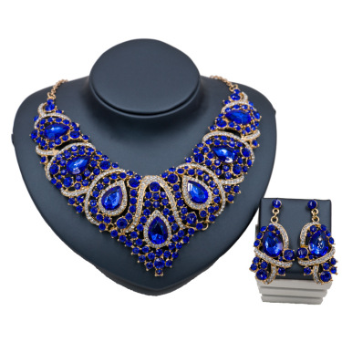 Fast selling explosion, Middle East, Europe and America, colorful exaggerated bride necklace, earring set, alloy color plating—8