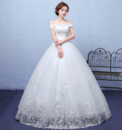 2021 summer paragraph white word shoulder wedding dress lace wedding bride wedding dress wholesale custom