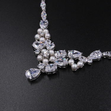Sweet Korean littlebutterfly bride, zircon necklace, earring set, wedding dress, jewelry accessories—4