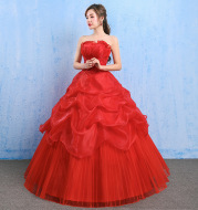 The new spring and summer 2021 Korean wedding dress bride bra size women Qi red lace was thin