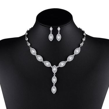 The bride jewelry jewelry suite Earrings photography evening party and two sets of nkn51 Zircon Earrings Necklace—1