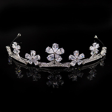 Three sets of wedding bride headdress Necklace Earrings Set zircon wedding ornaments crown wedding accessories—1