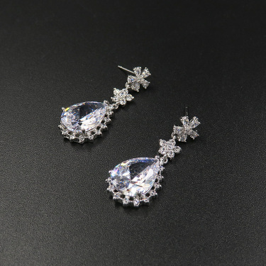 New high-end luxury micro inlay bride zircon necklace earrings set style wedding dress wedding jewelry accessories—3
