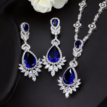 Foreign trade supply, bridal wedding dress, zircon necklace, wedding jewelry, necklace, earring, two pieces—1