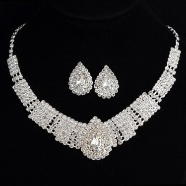 Cross border e-commerce, Europe and the United States exaggerated full drill bridal suite Necklace + earrings, wedding jewelry accessories—2
