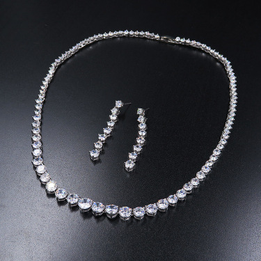 Love bride, zircon necklace, crown earrings, set jewelry, wedding accessories, wedding jewelry banquet D0707—1
