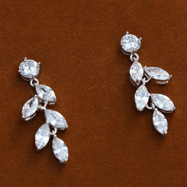 Korean simple high-grade zircon Bridal Necklace, earring set, banquet dress, jewelry, wedding accessories—2