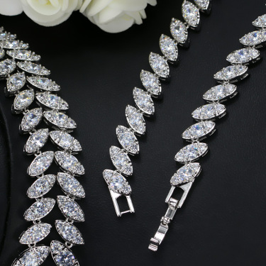 The bride jewelry pendant necklace  Korean Korean foreign trade in Europe and America two piece AAA zircon jewelry set—3
