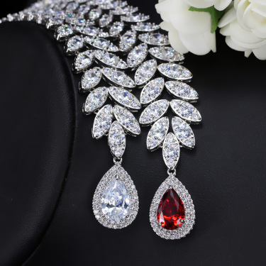 The bride jewelry pendant necklace  Korean Korean foreign trade in Europe and America two piece AAA zircon jewelry set—2