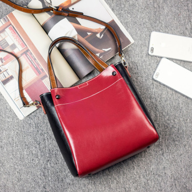 2021 new European style leather handbags  Bag Satchel handbags leather fashion wax manufacturers—2