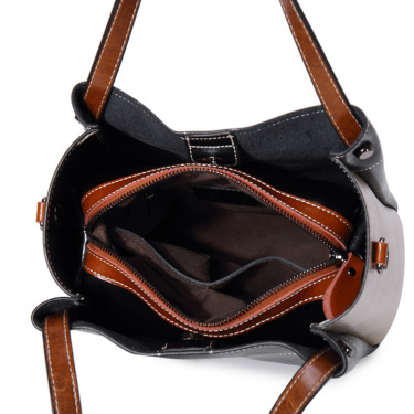 2021 new European style leather handbags  Bag Satchel handbags leather fashion wax manufacturers—5