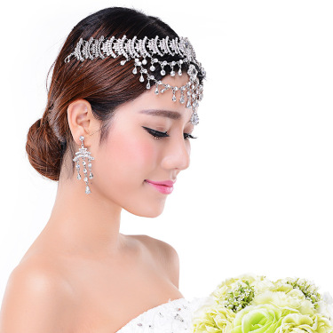 The bride jewelry manufacturers crown alloy suit of western style bride wedding headdress Earrings accessories two set—2