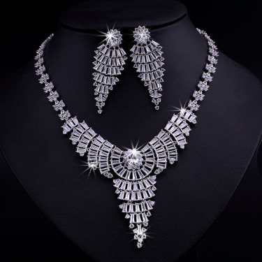 AAA zircon jewelry Ruili magazine style bride set zircon necklace earrings  manufacturers of high-end—1