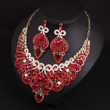 of luxury jewelry, necklace, earring, dress, dinner and bridal accessories—3