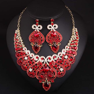 of luxury jewelry, necklace, earring, dress, dinner and bridal accessories—5