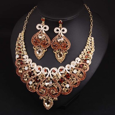 of luxury jewelry, necklace, earring, dress, dinner and bridal accessories—1