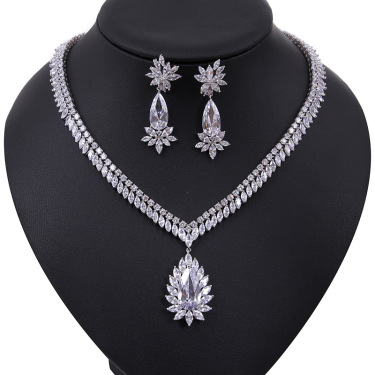 The new bride jewelry treasure Leah necklace set AAA Zircon Earrings a birthday gift on behalf of—4