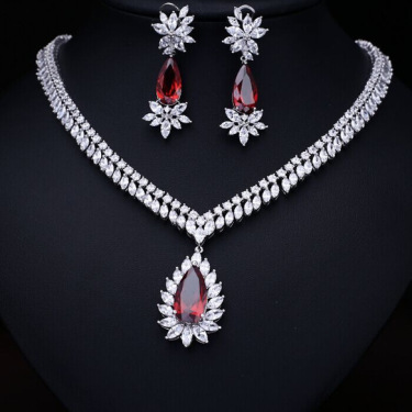 The new bride jewelry treasure Leah necklace set AAA Zircon Earrings a birthday gift on behalf of—5