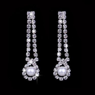 Europe and the United States jewelry pierced lace, inlaid pearl earrings / necklace jewelry, bridal suit 448 wedding accessories—1