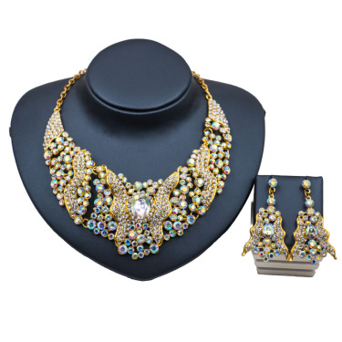 Blue Palace sells explosive money, Africa, Middle East, Europe and the United States, colorful exaggerated bride necklace, earrings set of alloy jewelry—11