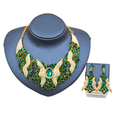 Blue Palace sells explosive money, Africa, Middle East, Europe and the United States, colorful exaggerated bride necklace, earrings set of alloy jewelry—6