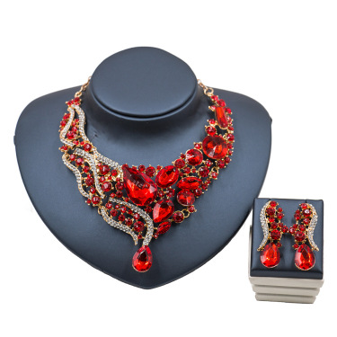 2021 speed selling explosion, Middle East, Europe and America, colorful exaggerated bride necklace, earring set copper alloy—6