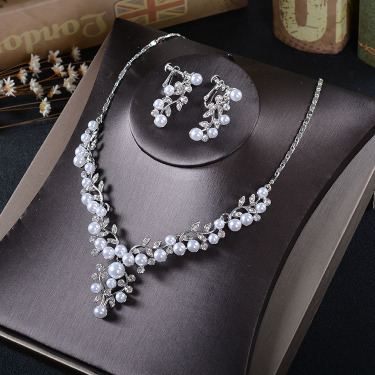 TL210 bridal jewelry, Korean Earring Necklace, two sets wedding, birthday banquet, wedding dress, accessories—1