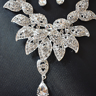 Manufacturers selling European style alloy diamond necklace earrings set bride jewelry spot—2