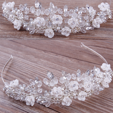 The bride headdress handmade crown necklace earrings and wedding accessories three sets of wedding accessories hair ornaments suit—4