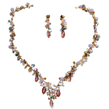 Korean bride necklace set color Rhinestone Necklace Necklace wedding wedding dress accessories—3