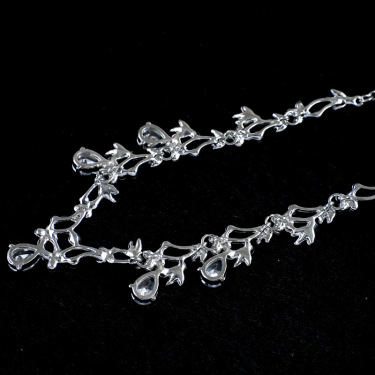 Simple Zircon Necklace Earrings Korean Bride Wedding Necklace set dinner party dress jewelry accessories—4