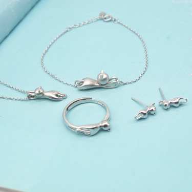 New S925 pure silver jewelry, Korean wedding accessories, bridal jewelry set, four pieces of silver jewelry, one on behalf of—2