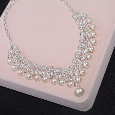 Korean bridal jewelry, Pearl Wedding Necklace, earring set, wedding dress, accessories mixed batch—3