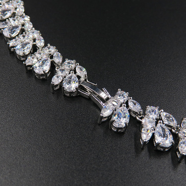 Bridal Wedding Deluxe luxury zircon necklace, earring, earring set, chain wedding dress, accessories—3