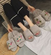 2021 new winter slippers Home Furnishing ladies home color hair opening indoor antiskid cotton slippers