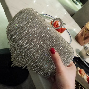 2021 new shiny diamond ladies fringed hand bag bag bag bag night party party bride Xiekua package—2