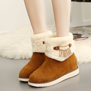 The Korean version of women's winter snow boots short canister boots with thick soles thick flat velvet students shoes boots—1