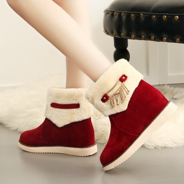The Korean version of women's winter snow boots short canister boots with thick soles thick flat velvet students shoes boots—2