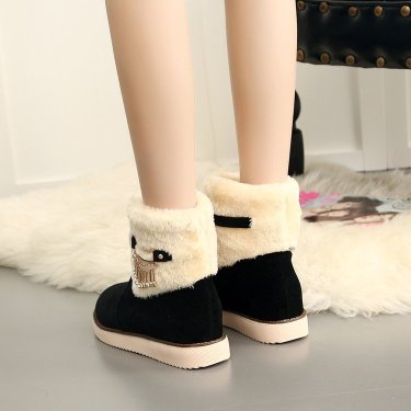 The Korean version of women's winter snow boots short canister boots with thick soles thick flat velvet students shoes boots—3