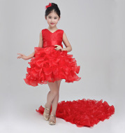 Girls dress wedding flower girl dress skirt child Princess Dress Costume skirt tail 888 piano